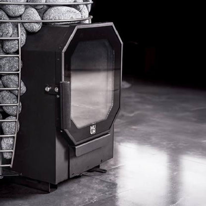 Huum Hive Flow LS 9.8KW Wood-Burning Sauna Stove With Firebox Extension & Sauna Stones