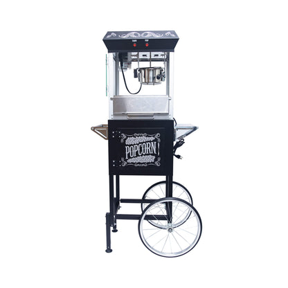 Kaitu 8OZ Stainless Steel Popcorn Machine With Cart, Heated Warming Deck And Old Maids Drawer - Black