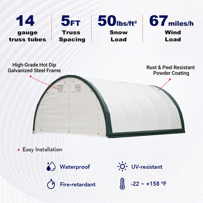 W 20FT x L 30FT x H 12FT Single Truss Storage Shelter, Reinforced Series