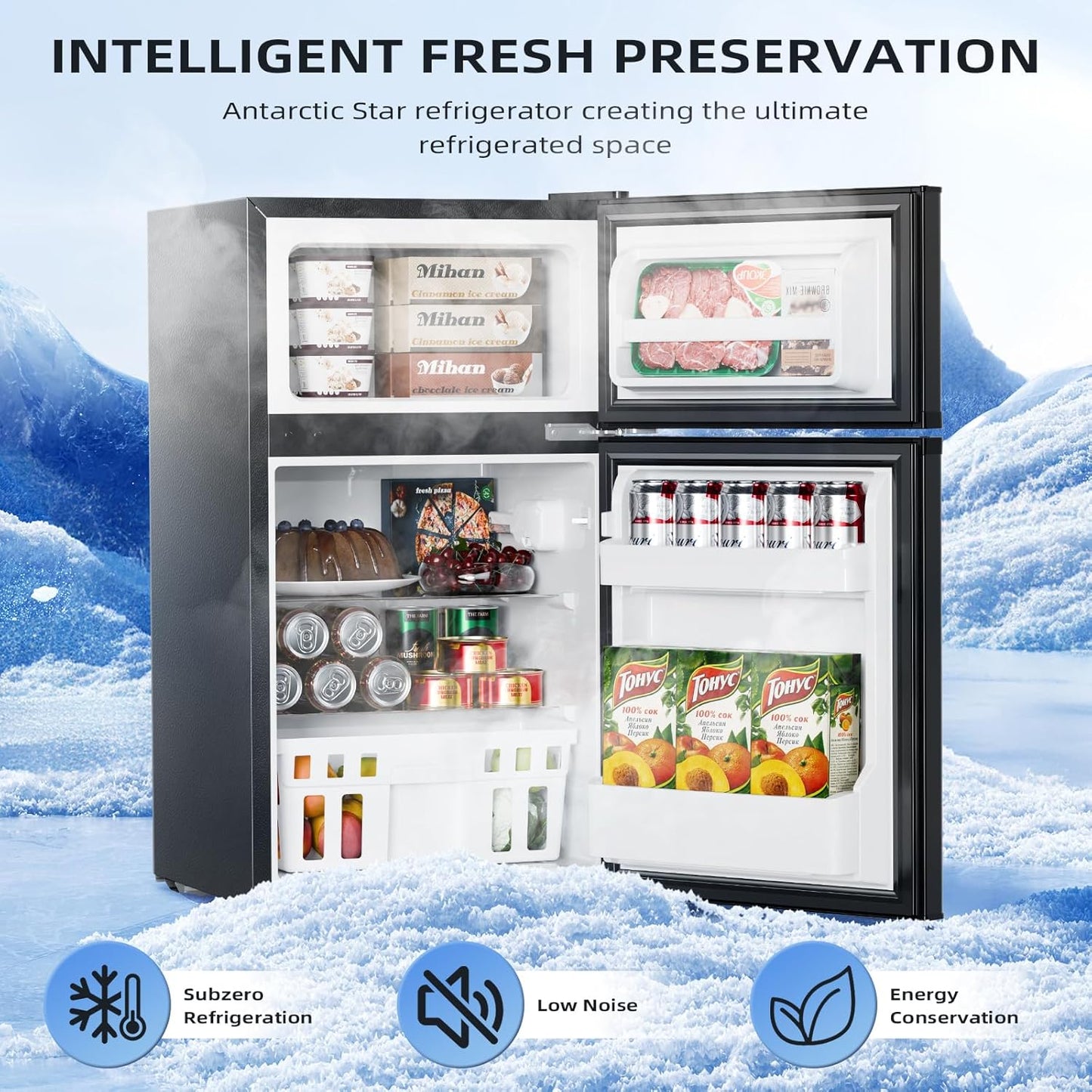 Kismile 3.2 CU.FT. Mini Refrigerator with Freezer F5887