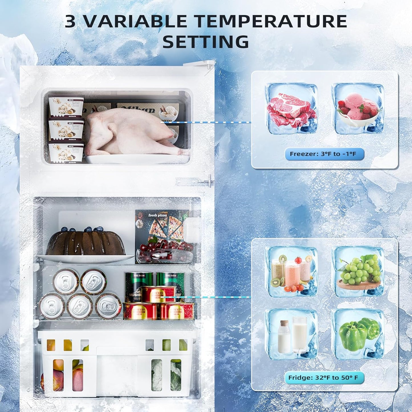 Kismile 3.2 CU.FT. Mini Refrigerator with Freezer F5887