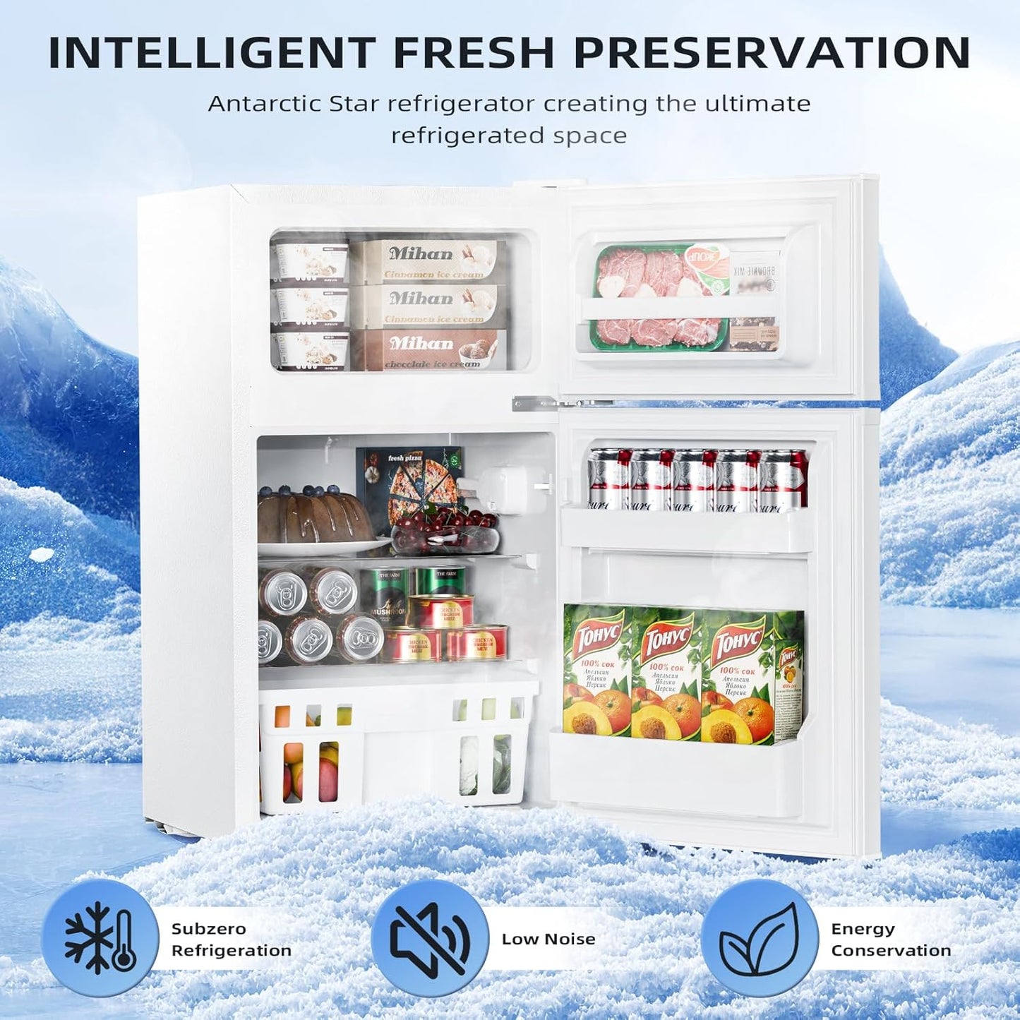 Kismile 3.2 CU.FT. Mini Refrigerator with Freezer F5887