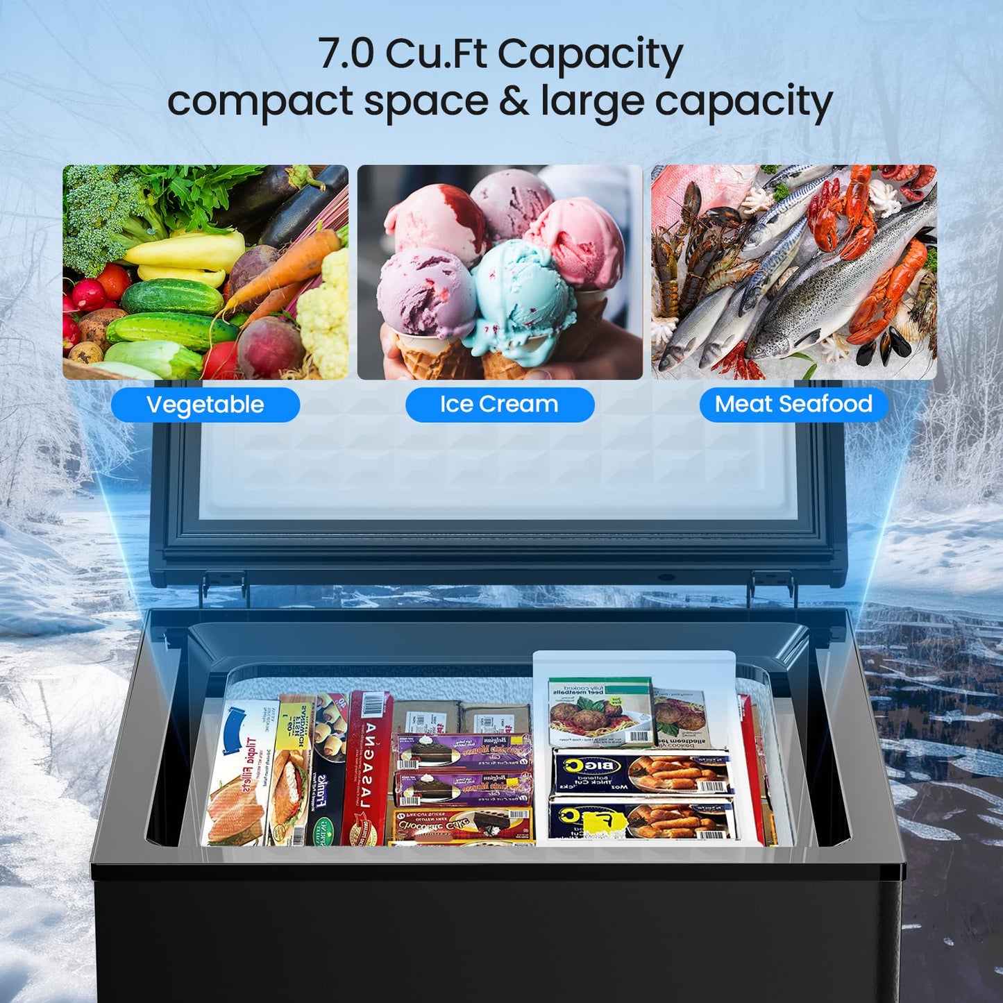 Kismile 3.5 Cubic Feet Chest Freezer