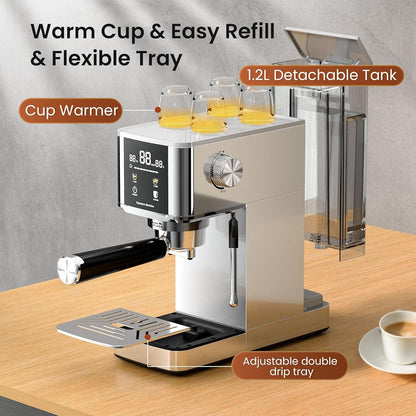 Kismile Espresso Coffee Maker Machine 20 Bar, with Milk Frother Steam Wand
