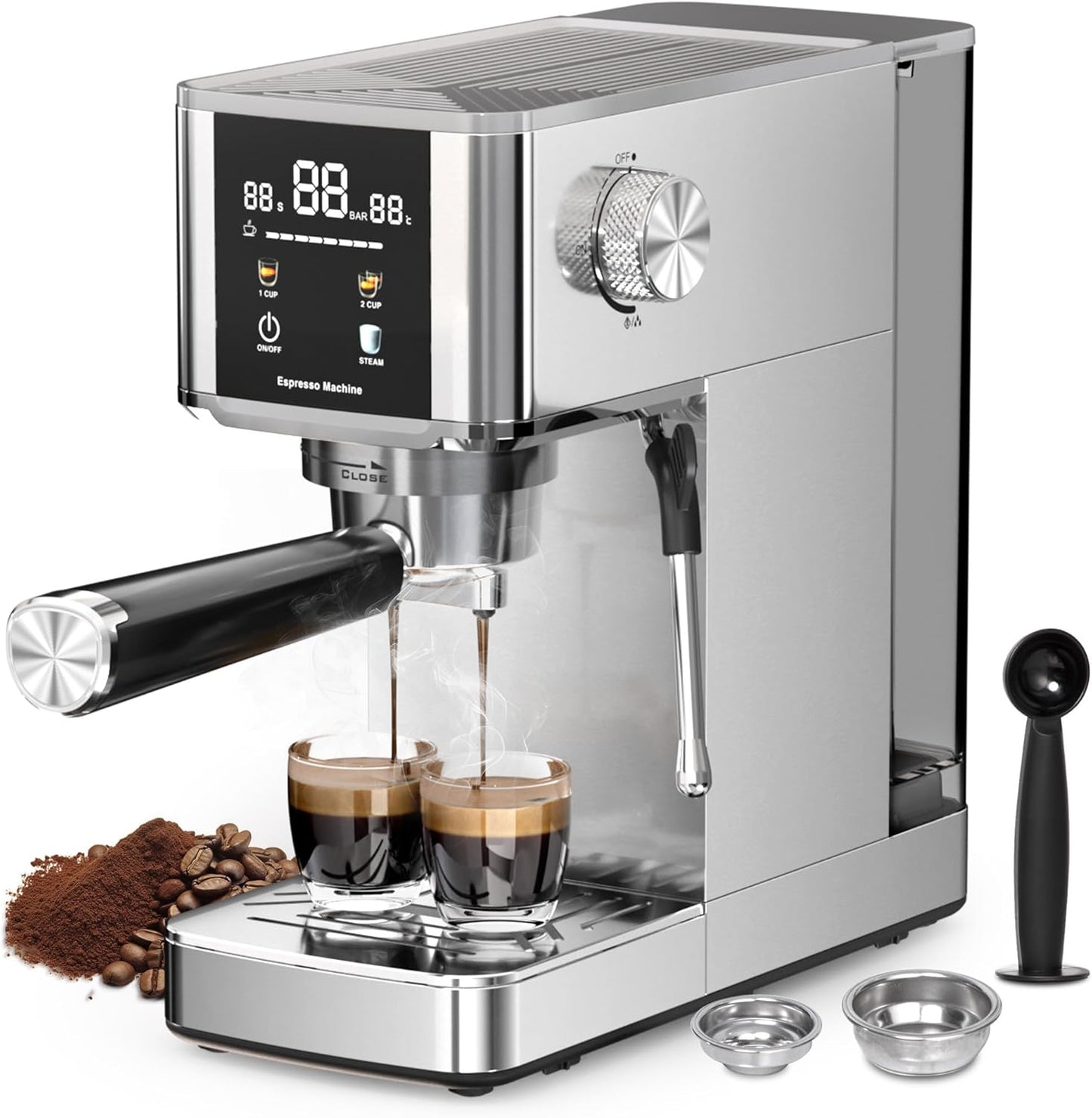 Kismile Espresso Coffee Maker Machine 20 Bar, with Milk Frother Steam Wand