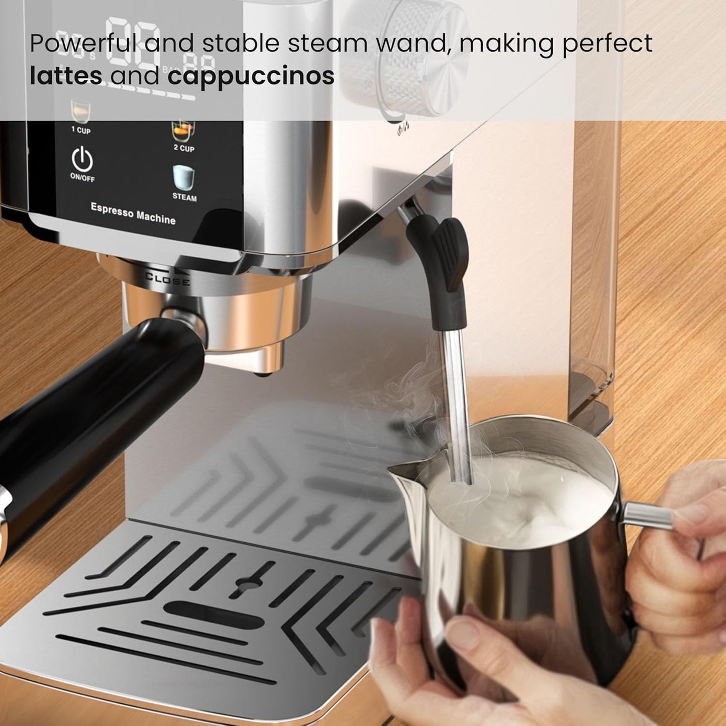 Kismile Espresso Coffee Maker Machine 20 Bar, with Milk Frother Steam Wand