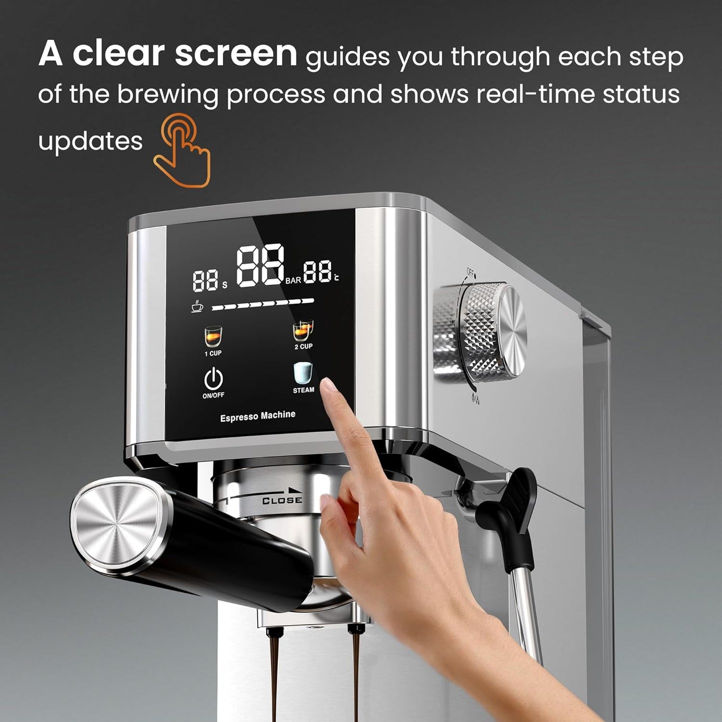 Kismile Espresso Coffee Maker Machine 20 Bar, with Milk Frother Steam Wand
