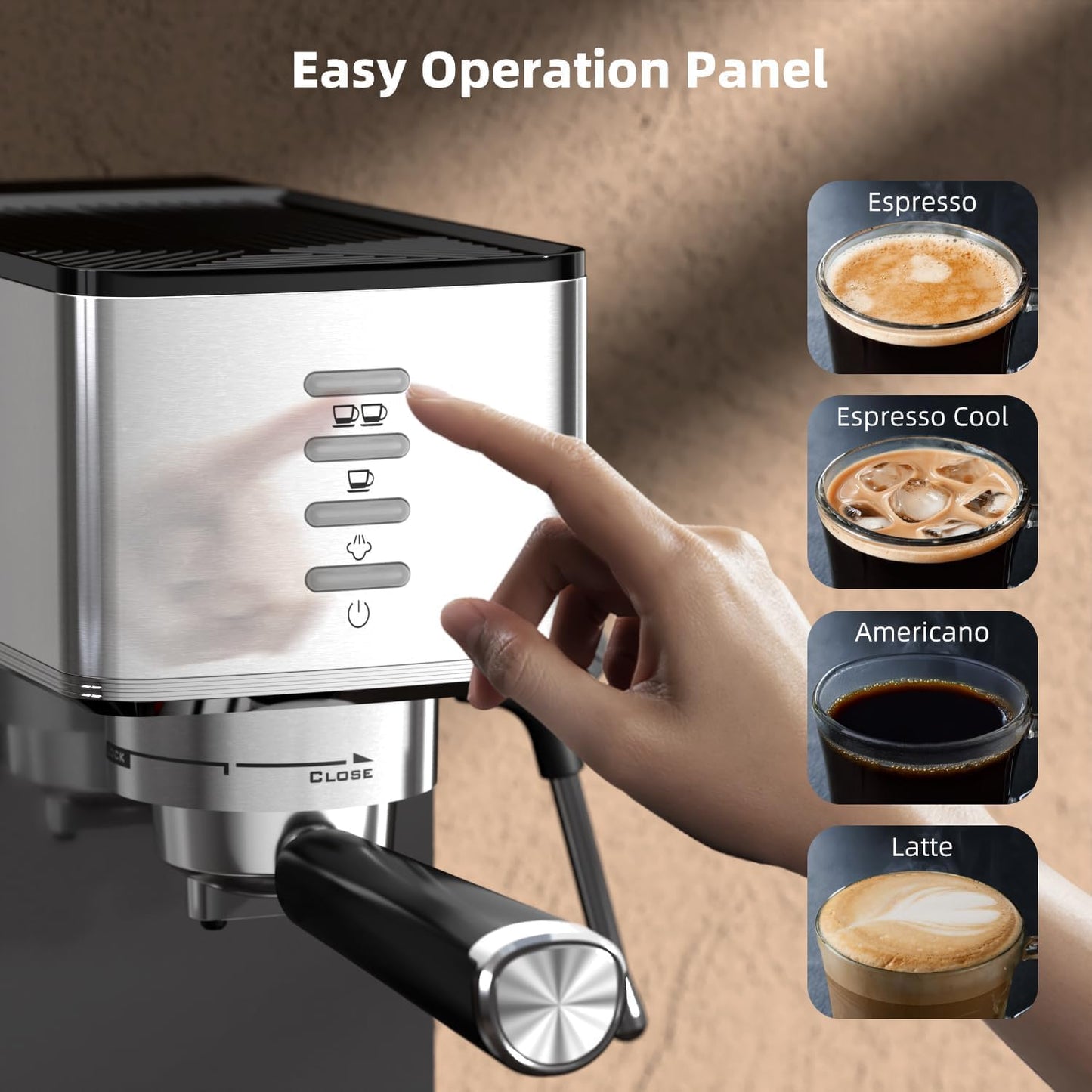 Kismile Espresso Coffee Maker Machine 20 Bar, with Milk Frother Steam Wand