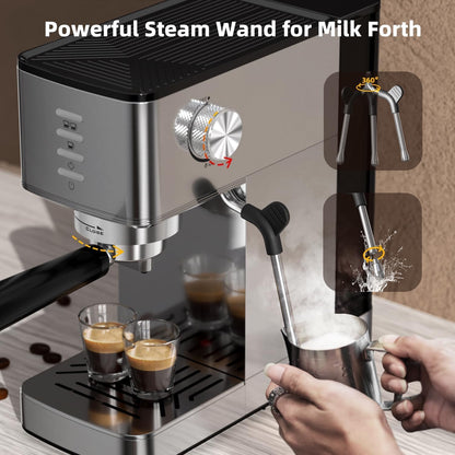 Kismile Espresso Coffee Maker Machine 20 Bar, with Milk Frother Steam Wand