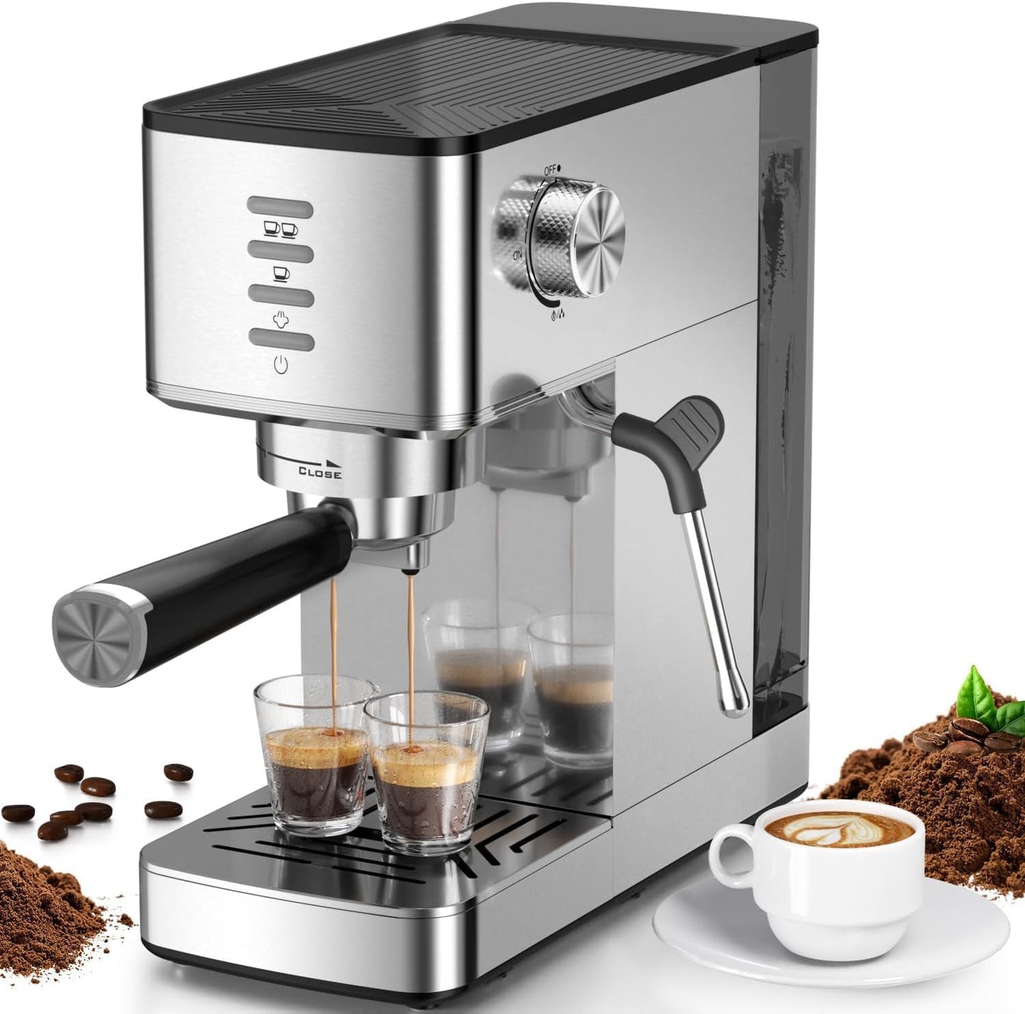 Kismile Espresso Coffee Maker Machine 20 Bar, with Milk Frother Steam Wand