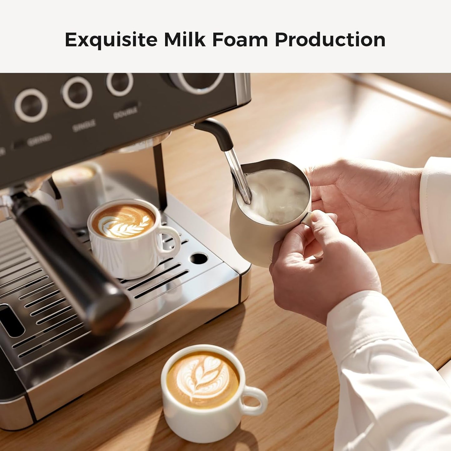 Kismile Espresso Machine Semi-Automatic Coffee Maker with Grinder and Milk Frother Steam Wand