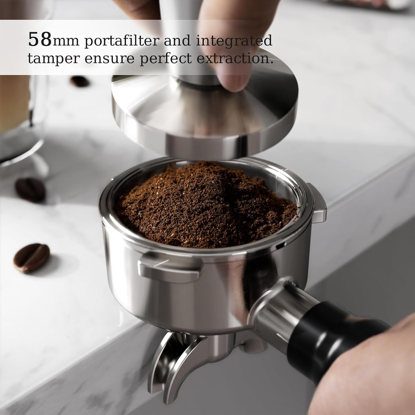 Kismile Espresso Machine Semi-Automatic Coffee Maker with Grinder and Milk Frother Steam Wand