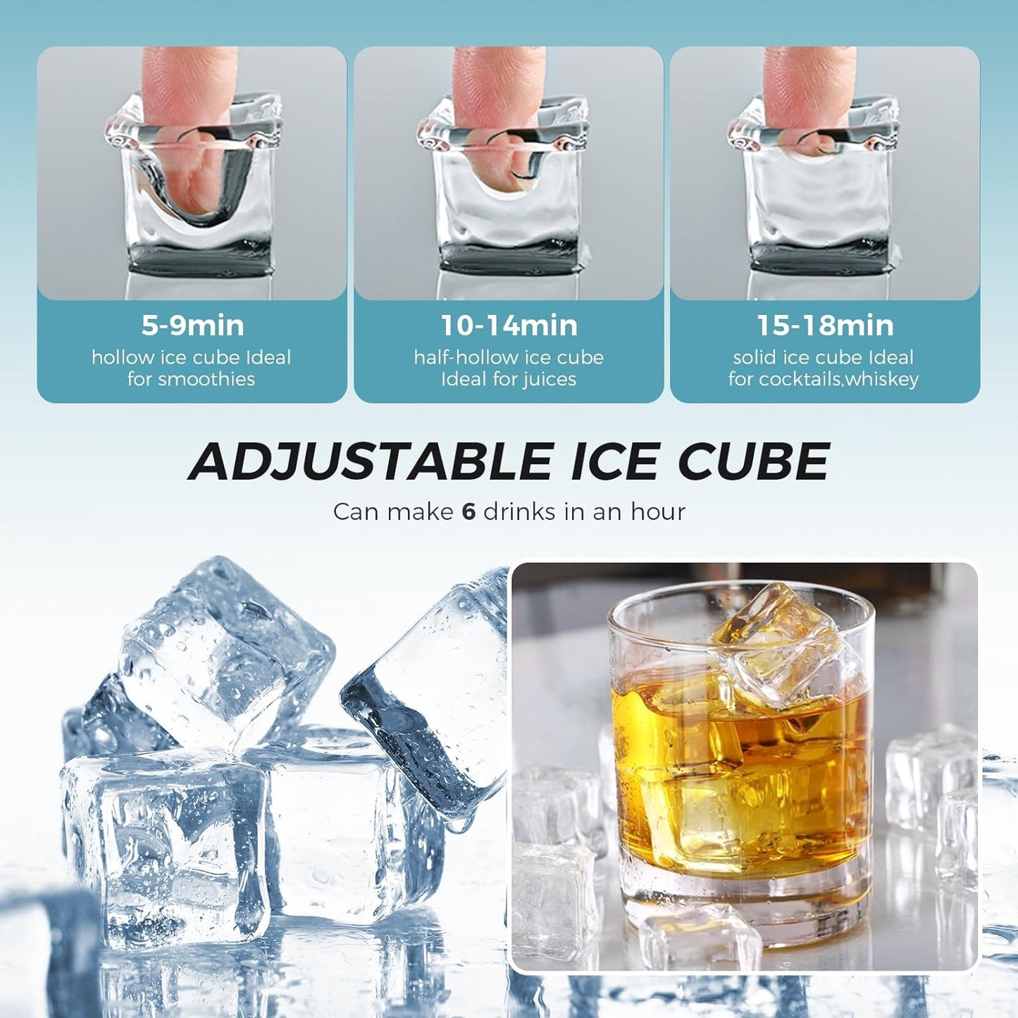 Kismile Ice Maker Countertop Portable Ice Cube Maker Machine Z5813AF