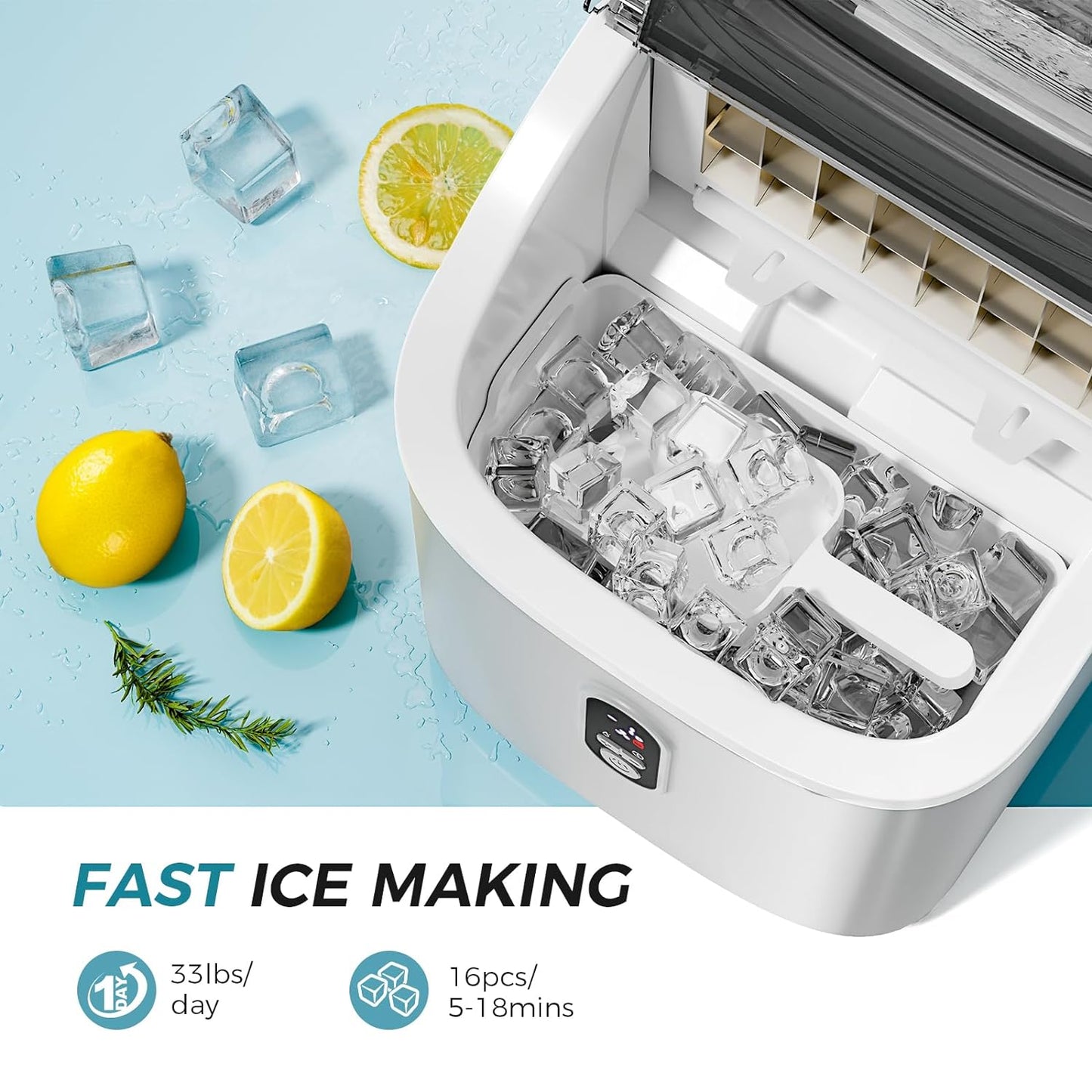 Kismile Ice Maker Countertop Portable Ice Cube Maker Machine Z5813AF