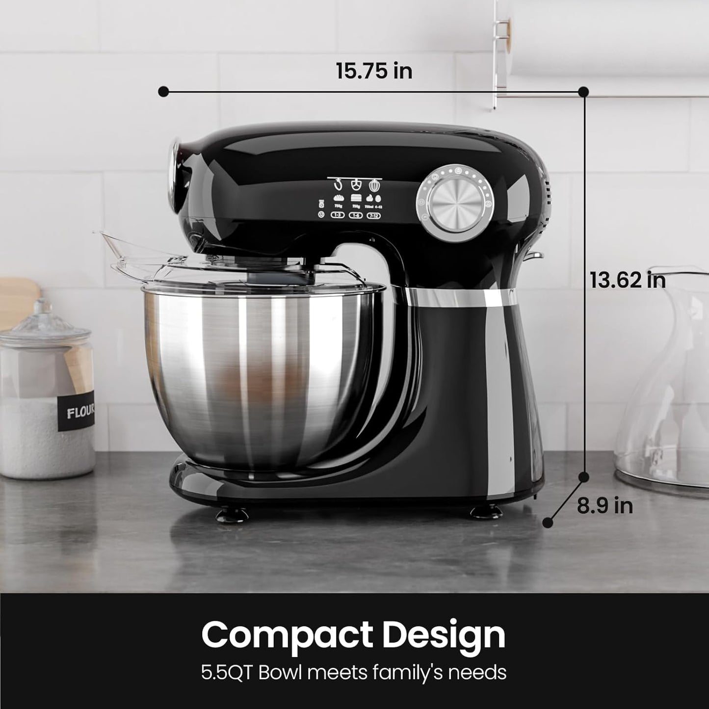 Kismile Stand Mixer, 5.5-Quart Electric Mixer with 12 Speeds