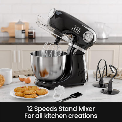 Kismile Stand Mixer, 5.5-Quart Electric Mixer with 12 Speeds