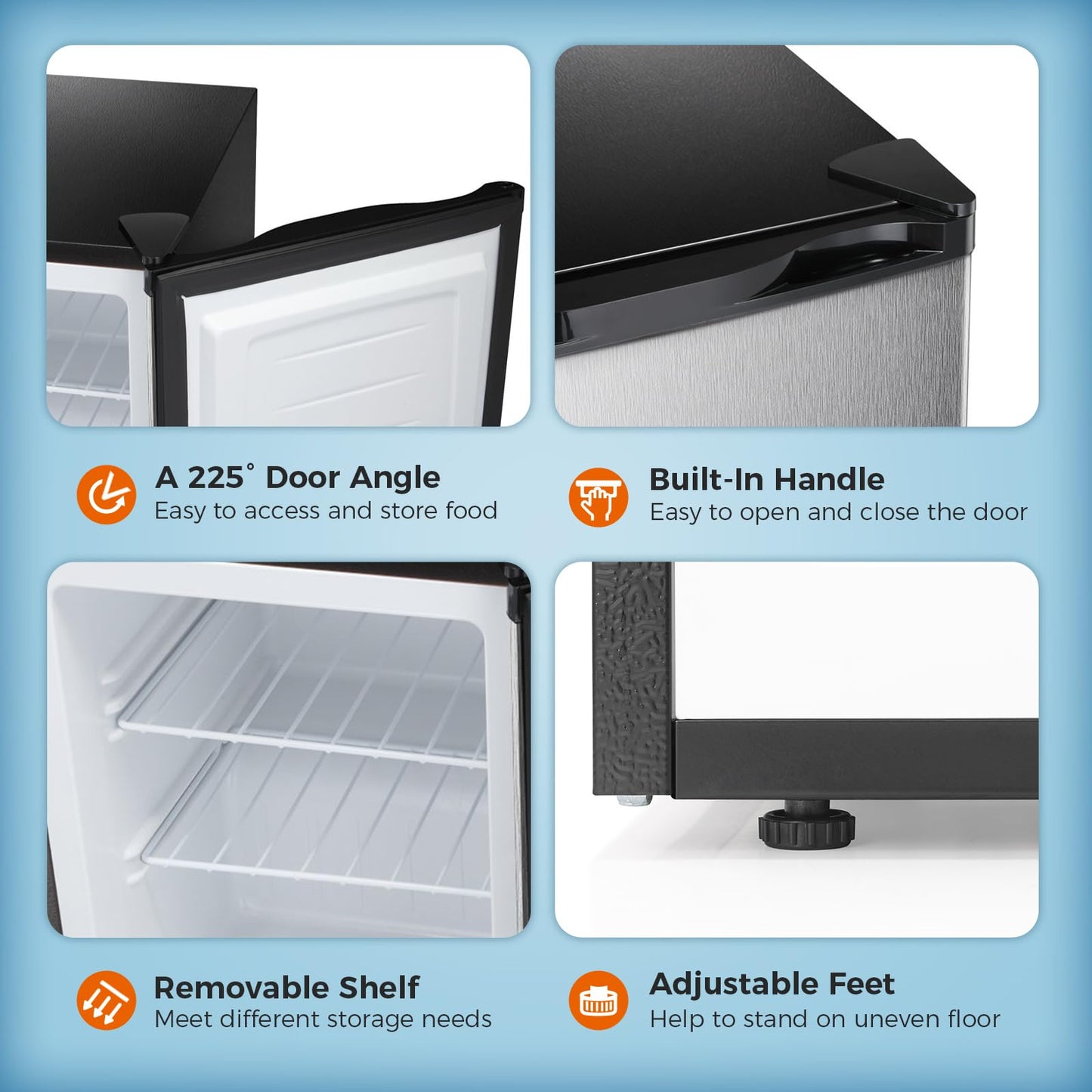 Kismile Upright Freezer, 3.0 Cu.ft Mini Freezer with Reversible Single Door