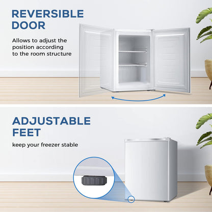 Kismile Upright Freezer, 3.0 Cu.ft Mini Freezer with Reversible Single Door