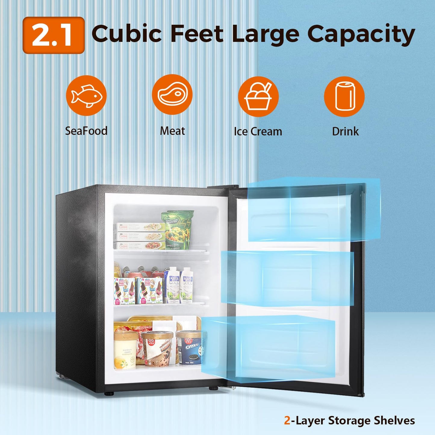 Kismile Upright Freezer, 3.0 Cu.ft Mini Freezer with Reversible Single Door