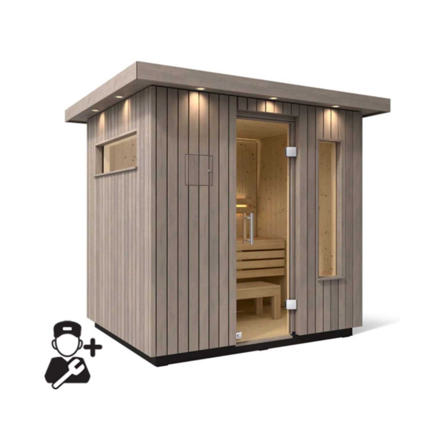 Kohler C2 Outdoor Weathered Gray Spruce Sauna Kit