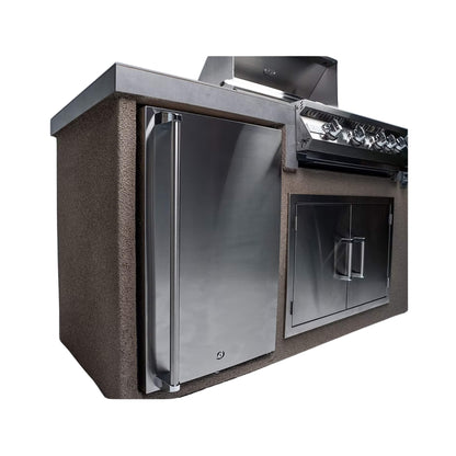 KoKoMo Grills 7FT Straight BBQ Island with Built-In BBQ and Refrigerator