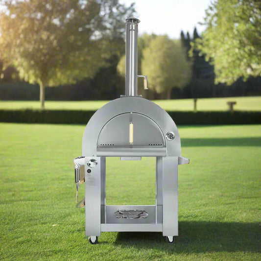 KoKoMo Grills Premium 32" Stainless Steel Dual Fuel Gas Or Wood Fired Pizza Oven