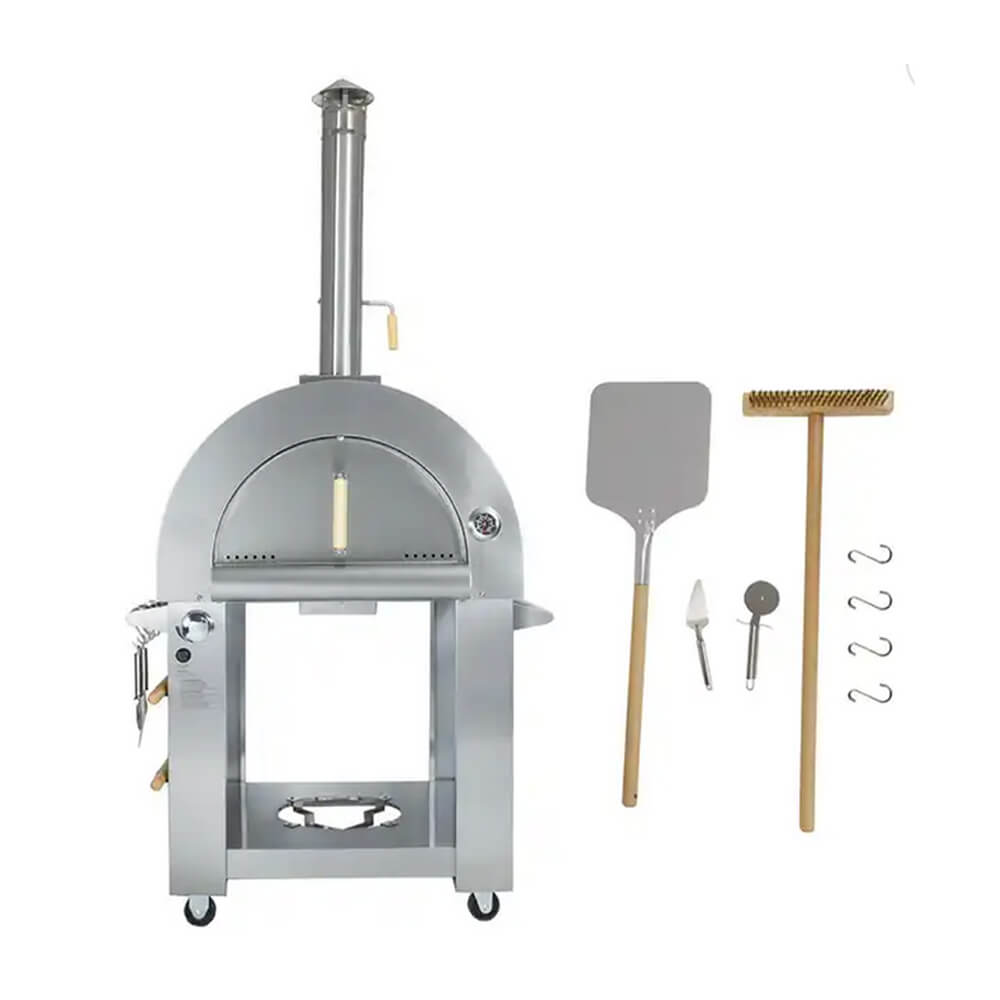 KoKoMo Grills Premium 32" Stainless Steel Dual Fuel Gas Or Wood Fired Pizza Oven