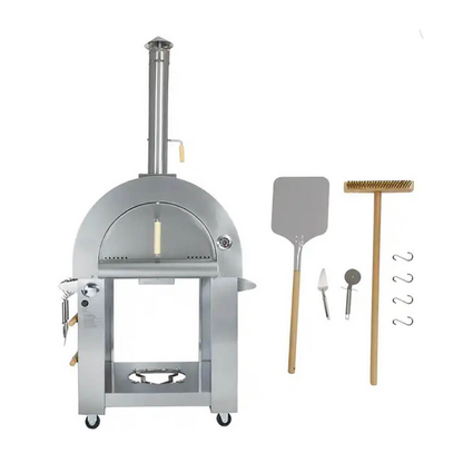 KoKoMo Grills Premium 32" Stainless Steel Dual Fuel Gas Or Wood Fired Pizza Oven