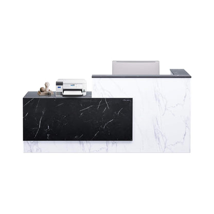 Velmor L-Shaped Modern Black and White Reception Desk with Lockable Drawers