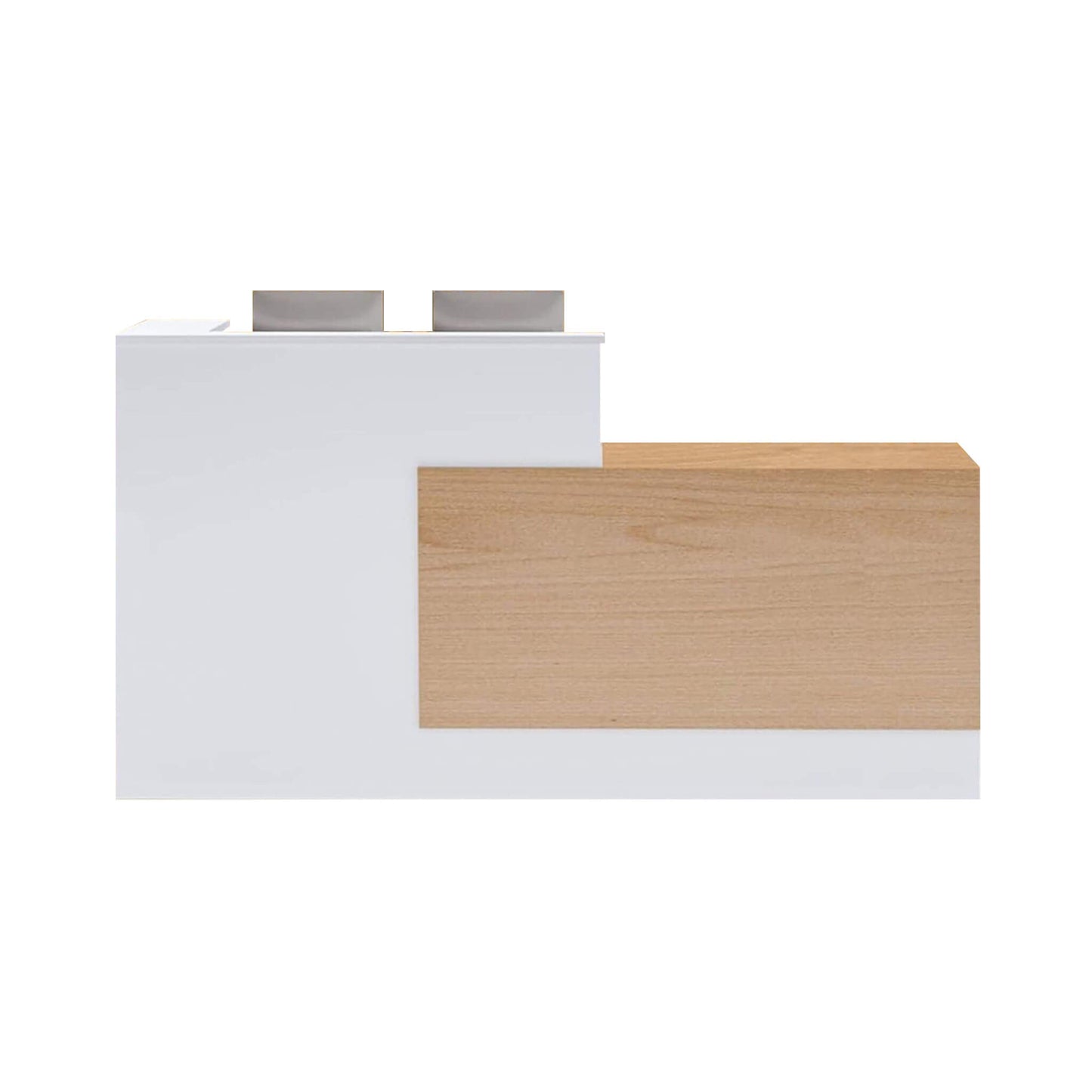 Velmor L-Shaped Modern Brown and White Reception Desk with Lockable Drawers