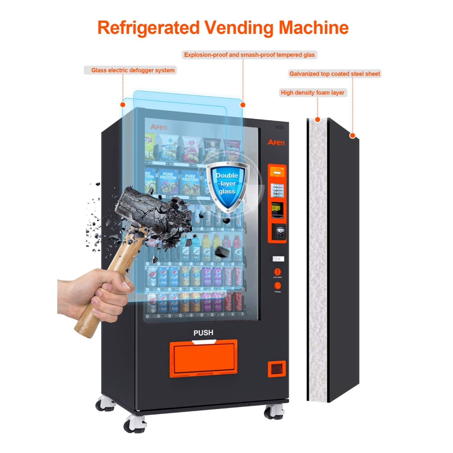 Large 60-Slot Commercial Snack and Drink Refrigerated Combo Vending Machine