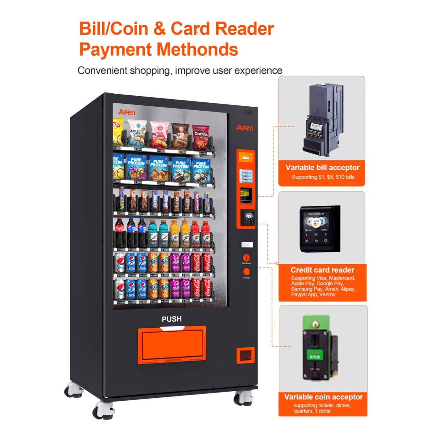 Large 60-Slot Commercial Snack and Drink Refrigerated Combo Vending Machine