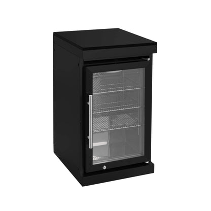 Large Black Stainless Steel Single-Door Fridge For Outdoor Kitchen Islands