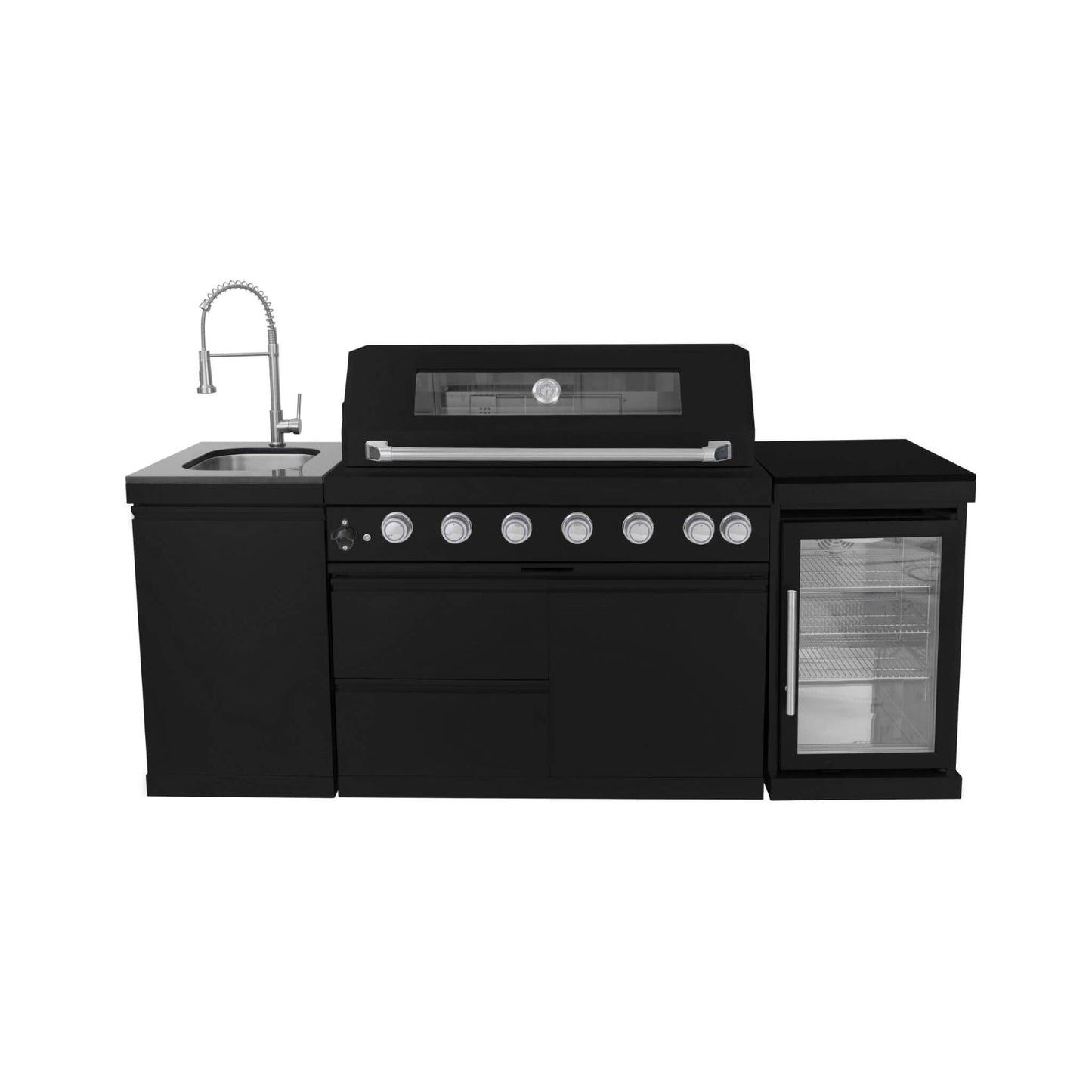 Large Black Stainless Steel Single-Door Fridge For Outdoor Kitchen Islands
