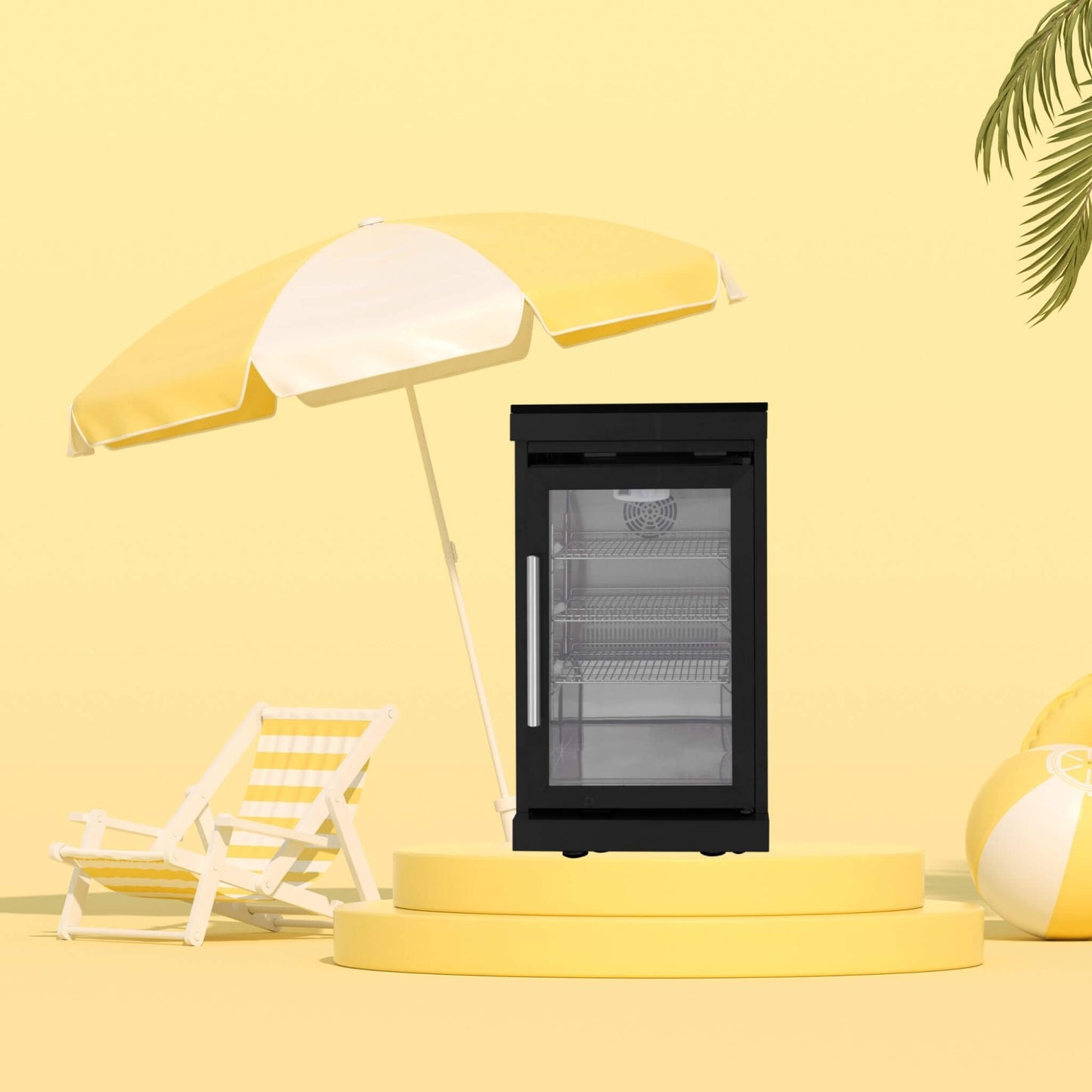 Large Black Stainless Steel Single-Door Fridge For Outdoor Kitchen Islands