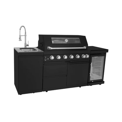 Large Black Stainless Steel Single-Door Fridge For Outdoor Kitchen Islands