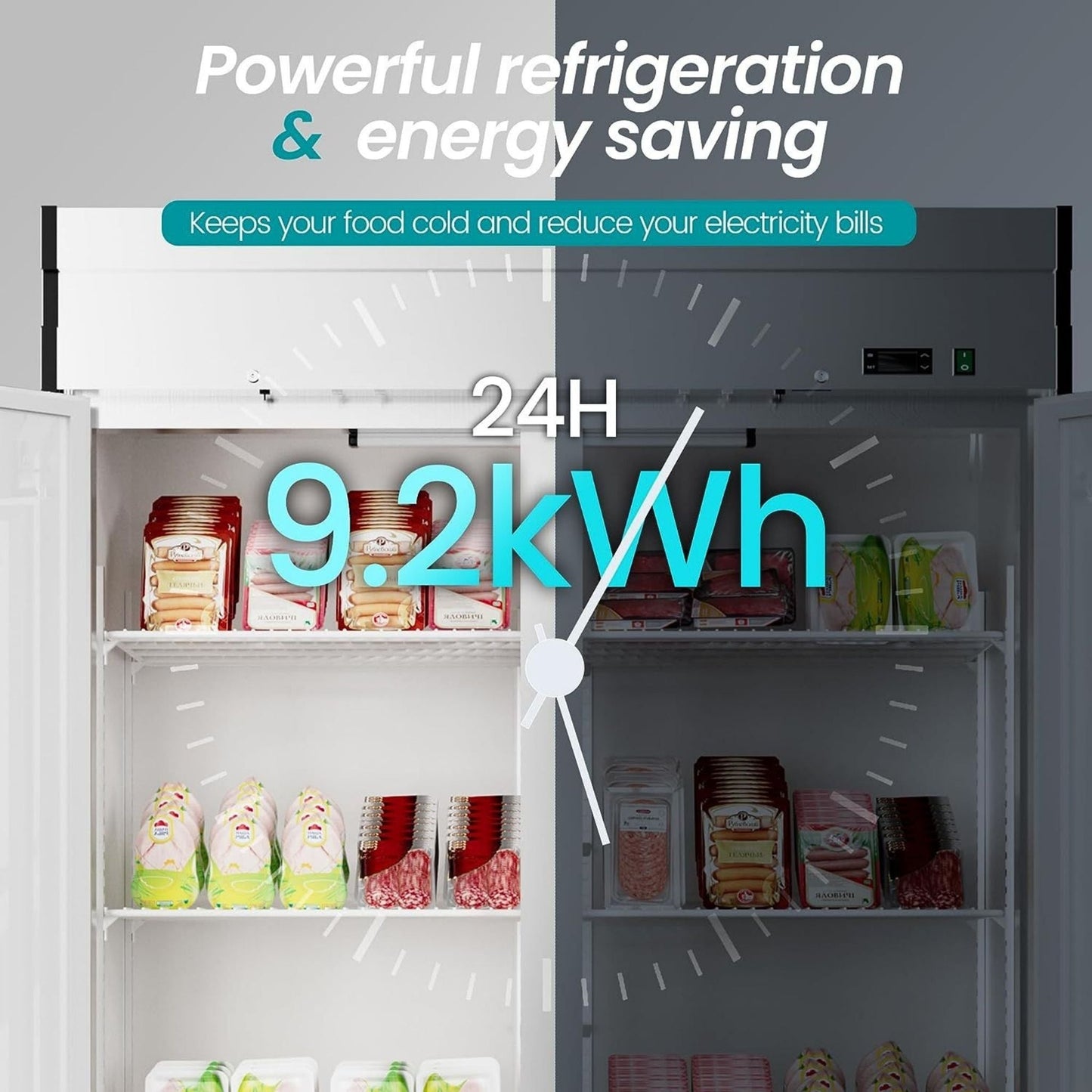 Large Commercial 49 Cu.Ft 2-Door Stainless Steel Reach-In Refrigerator With OmniSmart Temperature Control