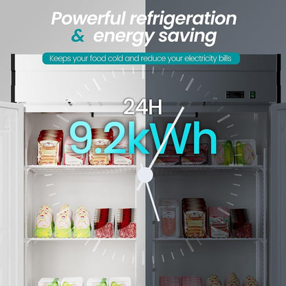 Large Commercial 49 Cu.Ft 2-Door Stainless Steel Reach-In Refrigerator With OmniSmart Temperature Control