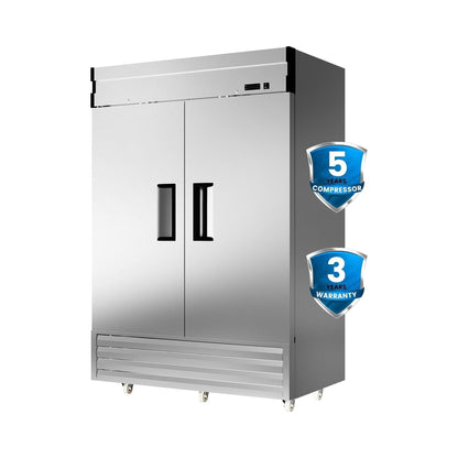 Large Commercial 49 Cu.Ft 2-Door Stainless Steel Reach-In Refrigerator With OmniSmart Temperature Control