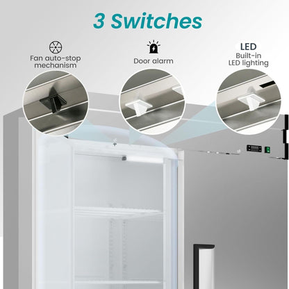 Large Commercial 49 Cu.Ft 2-Door Stainless Steel Reach-In Refrigerator With OmniSmart Temperature Control