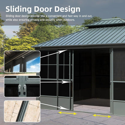 12' x 14' Large Heavy-Duty All-Season Steel Top Aluminum Double Roof Backyard Gazebo