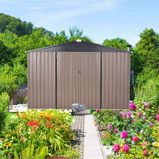8FT x 10FT Alora Large Heavy-Duty Outdoor Metal Garden Tools Storage Utility Shed with Lockable Door
