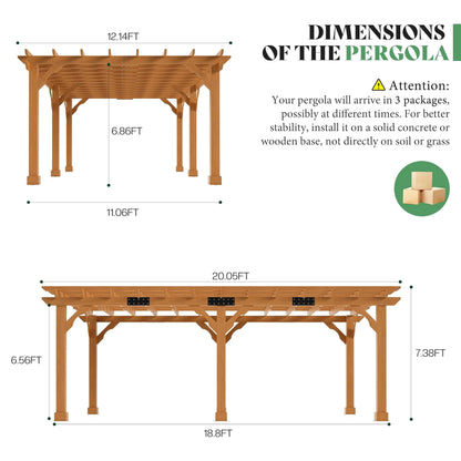 Alora Large Outdoor Cedar Wood Pergola Kit with Slatted Roof