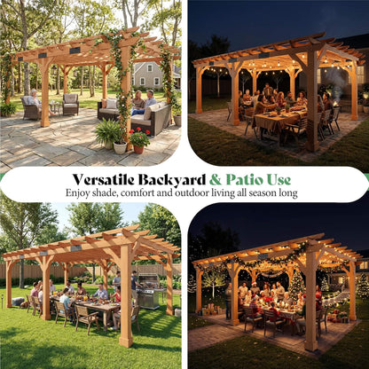 Alora Large Outdoor Cedar Wood Pergola Kit with Slatted Roof