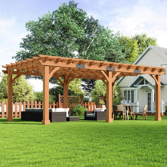 Alora Large Outdoor Cedar Wood Pergola Kit with Slatted Roof