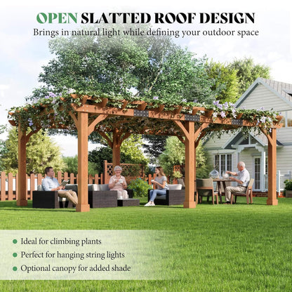 Alora Large Outdoor Cedar Wood Pergola Kit with Slatted Roof