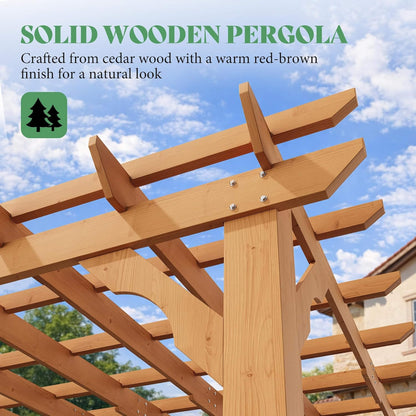 Alora Large Outdoor Cedar Wood Pergola Kit with Slatted Roof