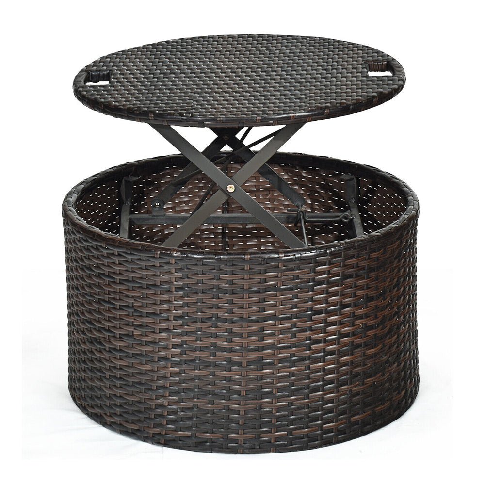 76" Alora Large Outdoor Patio Rattan Daybed Sofa W/ Adjustable Table Top, Canopy & 3 Pillows