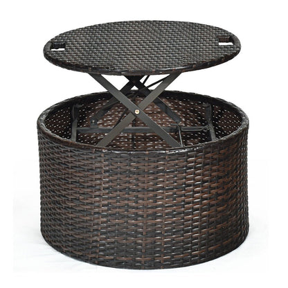76" Alora Large Outdoor Patio Rattan Daybed Sofa W/ Adjustable Table Top, Canopy & 3 Pillows