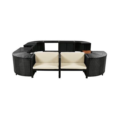 Alora Large Outdoor Quadrilateral Spa Surround Rattan Sectional Sofa Set With Storage Compartments